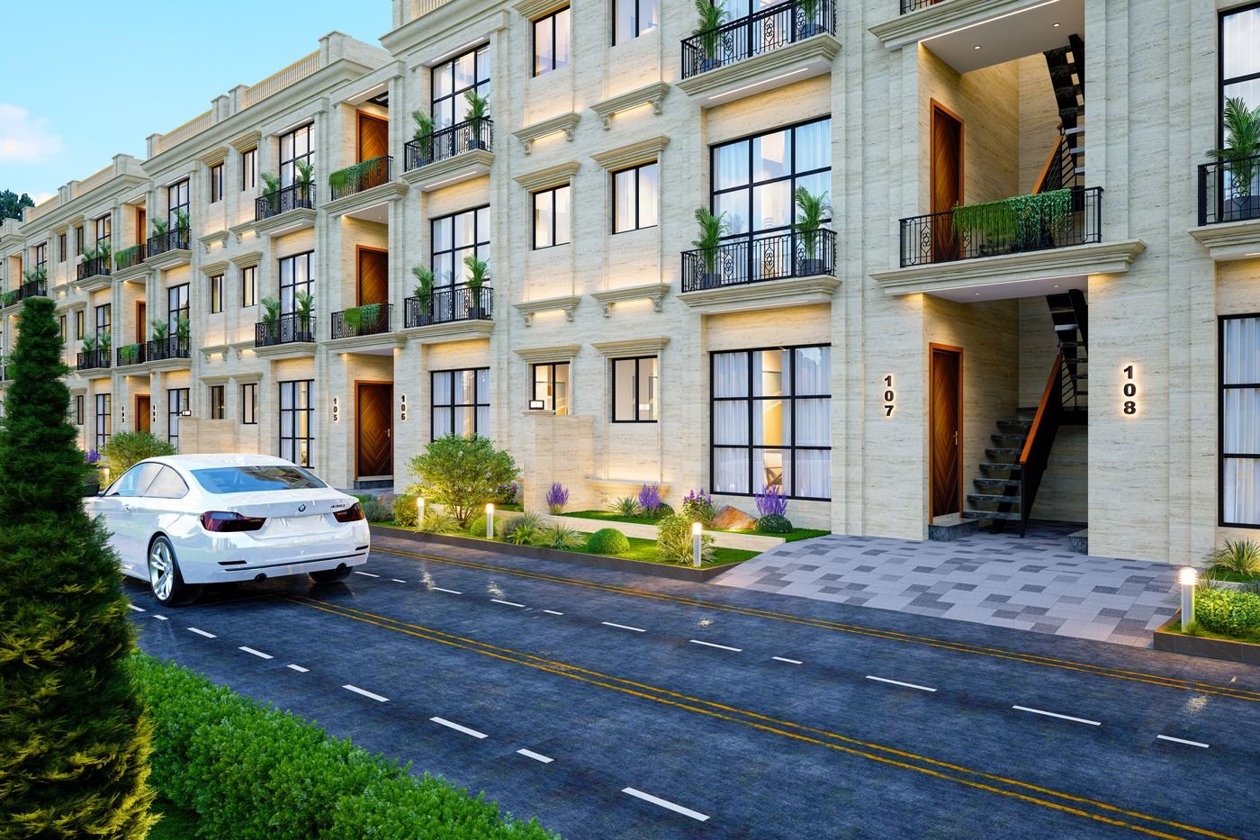 3D render of the finished Al-Nafay townhouses